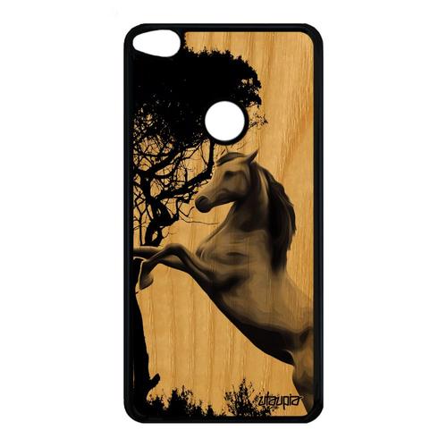 Coque P8/P9 Lite 2017 Bois Silicone Cheval Nature Equitation Bumper Animaux Arbre Frêne Caoutchouc Portable Case Poulain 4g Huawei