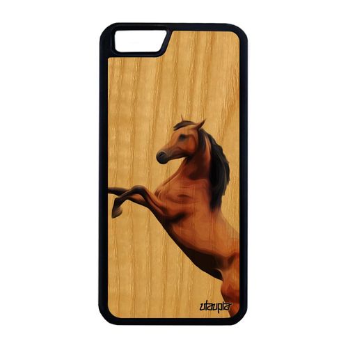 Coque Iphone 6 6s Plus Bois Silicone Cheval Poulain Equitation Design Original Animaux Marron Noir Case Animal Rigide 32 Go De