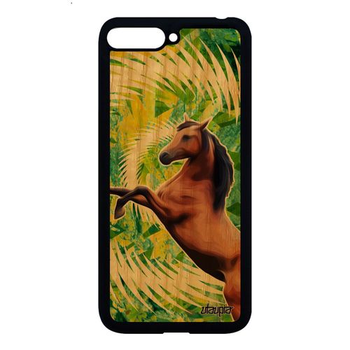 Coque En Bois Cheval Pour Huawei Y6 2018 Silicone Nature Case Poulain Fleurs Equitation Housse Vert Mandala Animal Rigide Unique De