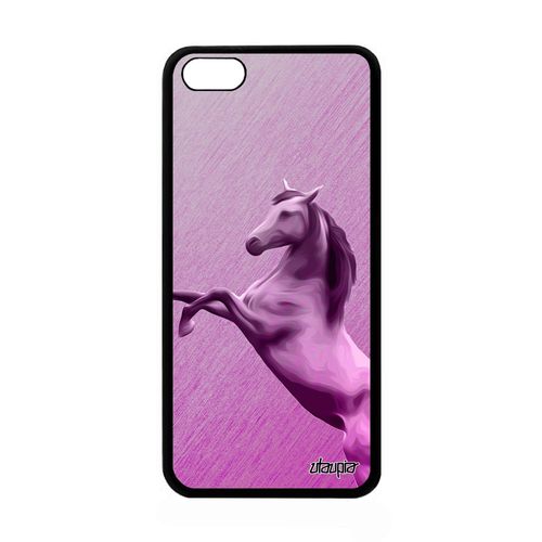 Coque Apple Iphone 5c Silicone Cheval Caoutchouc Etui Poney Animaux Poulain Texture Animal Design Case 4g Equitation Effet Rose De
