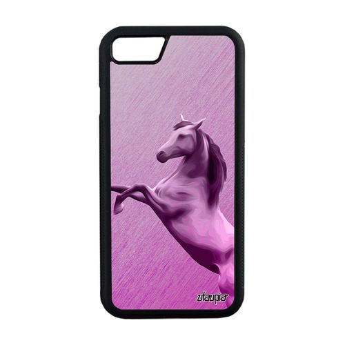 Coque Silicone Iphone 8 Cheval Design De Protection Antichoc Mobile Equitation Rose Solide Animal Metal Original Poney Texture