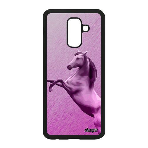 Coque Cheval Pour Samsung Galaxy A6 Plus 2018 Silicone Portable Equitation Rose Effet Animal Texture Poulain 4g Etui Design Pas Cher