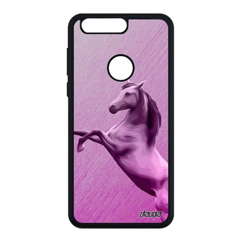 Coque Honor 8 Silicone Cheval Poney Texture Dessin Animal Rose Telephone Animaux Poulain Effet Design Smartphone Portable Equitation