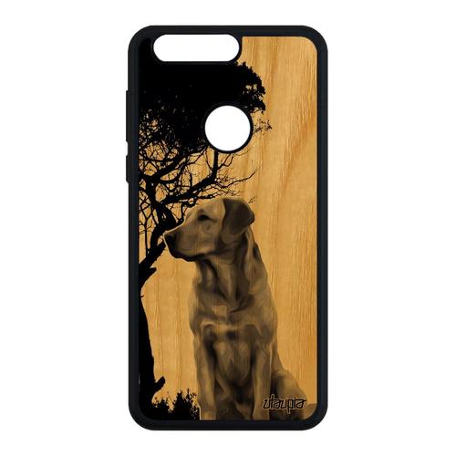 Coque Chien Antichoc Rigide Honor 8 Bois Silicone Nature Arbre Golden Retriever Animal Canin Gris Labrador Portable Motif Design De