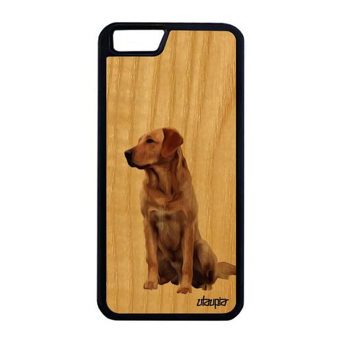 Coque Iphone 6 6s Plus En Bois Naturel Silicone Chien Beige Design Animal Animaux Telephone Golden Retriever Portable Original