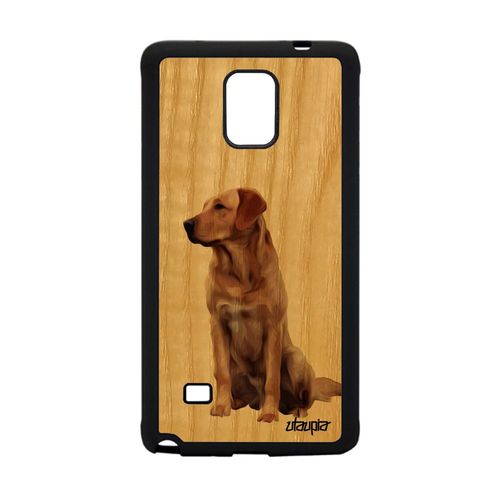 Coque Chien Galaxy Note 4 Bois Silicone Animaux Rigide Chiot Design Originale Telephone Labrador Beige Jolie Made In France Samsung