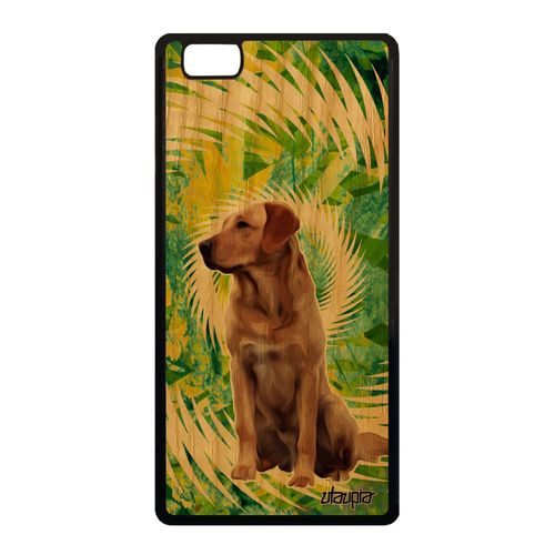 Coque Pour Huawei P8 Lite 2015 Bois Silicone Chien Canin Labrador Chiot Mandala Animal Nature Animaux Pas Cher Design Vert Case De