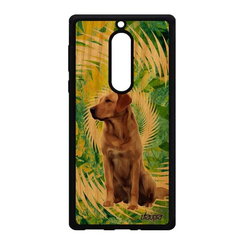 Coque Chien Nokia 5 Bois Silicone Animal Personnalisé Pas Cher Design Antichoc Frêne Fleurs Chiot Vert Mandala Labrador Nature Canin