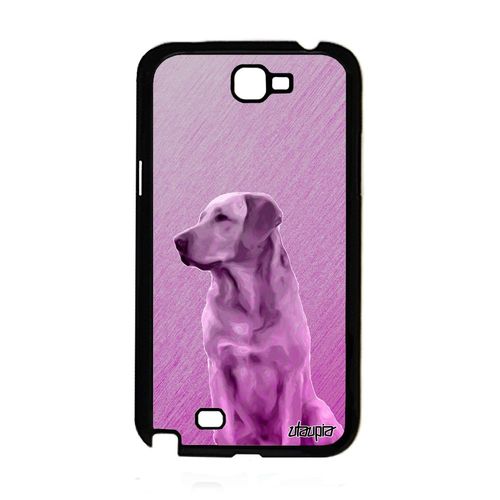 Coque Samsung Galaxy Note 2 Silicone Chien Canin Design Effet Housse Chiot Animal Golden Retriever Bumper Animaux Labrador Rose Tpu