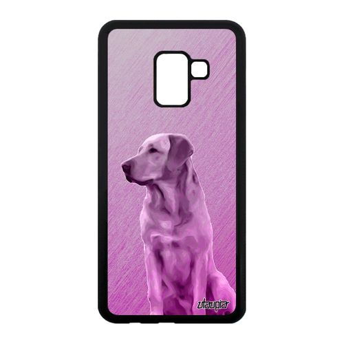 Coque Pour Samsung Galaxy A8 2018 Silicone Chien Animal Golden Retriever Housse 4g Rose Chiot Labrador Effet Design Made In France