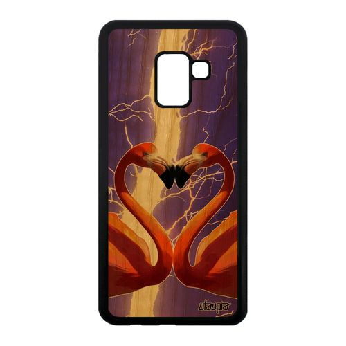 Coque Silicone Pour Samsung Galaxy A8 2018 Bois Flamand Rose Love Orage Design Animal Romantique Amour Mobile Eclair Animaux CUr De