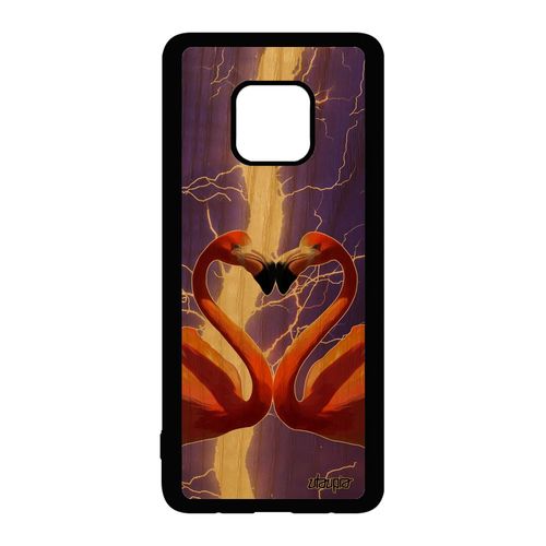 Coque Silicone Pour Huawei Mate 20 Pro Bois Flamand Rose C¿Ur Oiseau Housse Portable Mobile Amour Orage Animaux Animal Violet Love