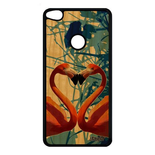Coque Silicone Flamand Rose Huawei P9/P8 Lite 2017 Bois Veritable Amour Smartphone Pas Cher Animaux Design Romantique CUr Nature De