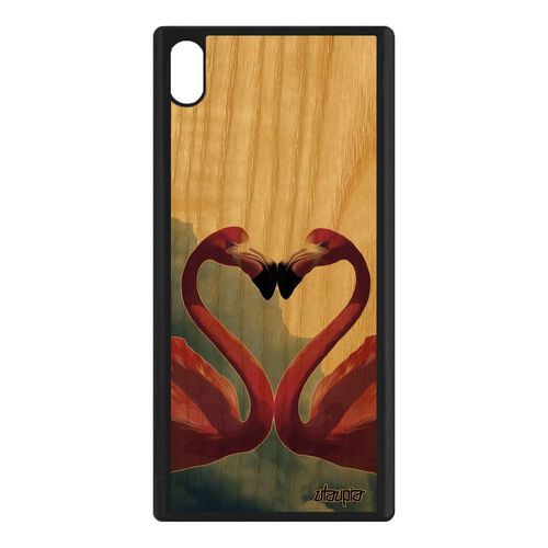 Coque Sony Xperia Xa1 Ultra Bois Silicone Flamand Rose Amour Souple Design Love Animaux Animal Nuage Caoutchouc Romantique Telephone