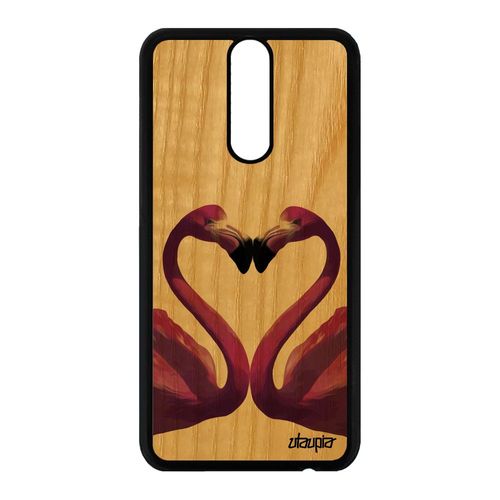 Coque Bois Huawei Mate 10 Lite Silicone Flamand Rose Animaux Violet Antichoc Housse Jolie Love Rigide Originale Design Romantique De