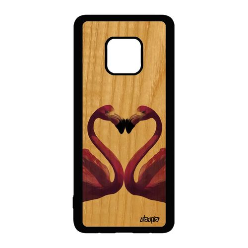 Coque Huawei Mate 20 Pro Bois Silicone Flamand Rose Love Housse Amour Jolie Oiseau Romantique De Protection Telephone Made In France