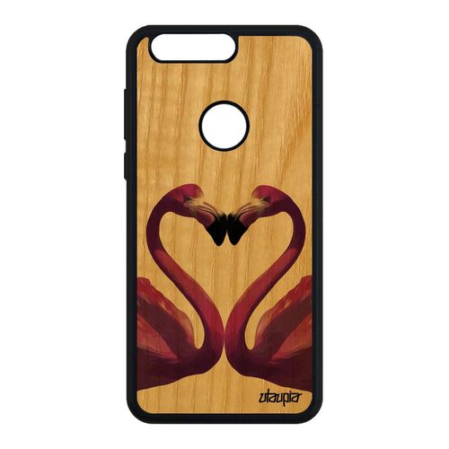 Coque Silicone Honor 8 Bois Flamand Rose C¿Ur Antichoc Jolie Animaux Oiseau Love Romantique Violet Design Mobile Originale Case De