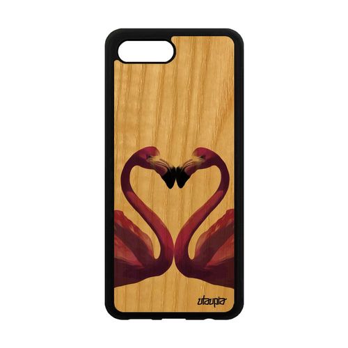Coque Honor 10 Bois Silicone Flamand Rose Jolie Animaux Romantique CUr Originale Oiseau Personnalisé Etui Design Love Case Animal