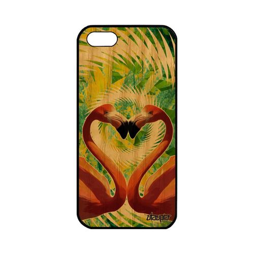 Coque En Bois Silicone Antichoc Pour Iphone 5 5s Se Flamand Rose Design Nature Mobile C¿Ur Case Animaux Frêne Animal Telephone Apple