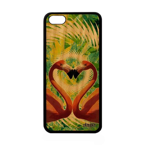 Coque Iphone 5c En Bois Silicone Flamand Rose Mandala Case Design Etui Mobile Tpu Amour Animal C¿Ur Oiseau Animaux Romantique Apple