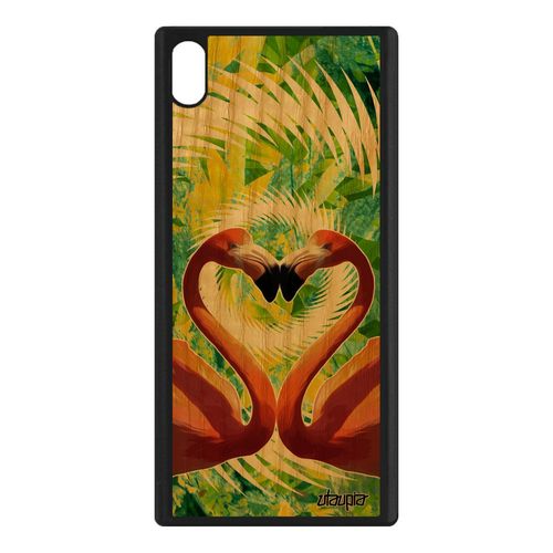 Coque Sony Xperia Xa1 Ultra En Bois Silicone Flamand Rose Love Case Amour Mobile Fleurs Animal Romantique C¿Ur Housse Animaux Design