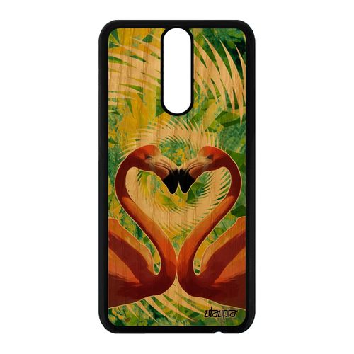 Coque Huawei Mate 10 Lite Bois Silicone Flamand Rose Animal Oiseau Romantique De Protection Animaux Design Mandala CUr Amour Fleurs