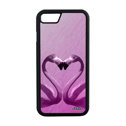 Coque Iphone 8 Silicone Flamand Rose Souple Design Original CUr Etui Animal Echassier Rose Portable Effet Mobile Oiseau Amour