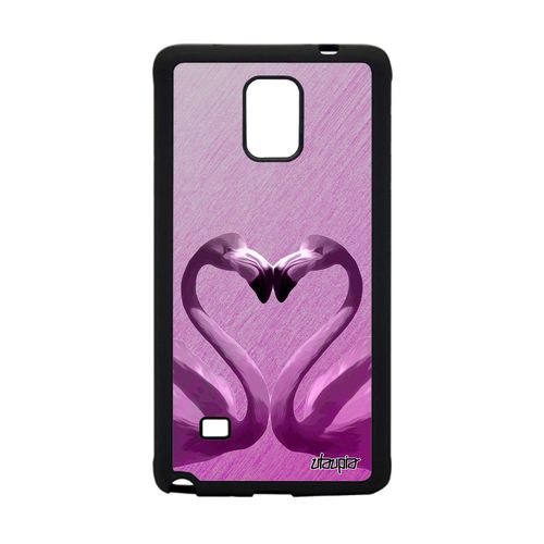 Coque Silicone Pour Galaxy Note 4 Flamand Rose Design Love C¿Ur Case Portable Effet Amour Rose Telephone Rigide Texture De Samsung