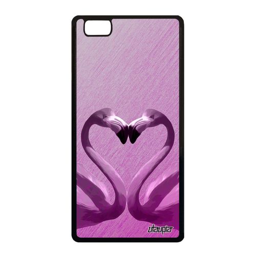 Coque Flamand Rose Huawei P8 Lite 2015 Silicone Mobile C¿Ur Effet Texture Case Design Animal Gel Animaux Romantique Rose Oiseau Love
