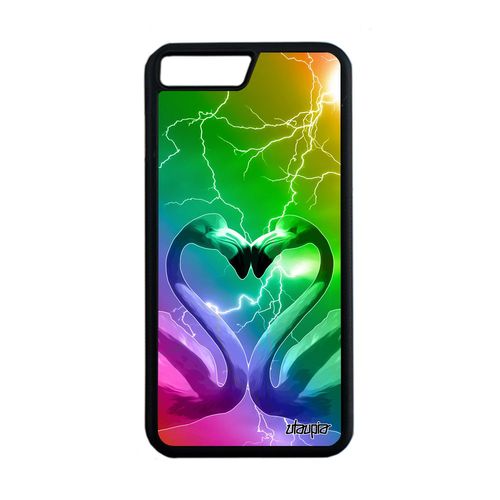 Coque Silicone Pour Iphone 7 Plus Flamand Rose Love Telephone Romantique Multicolore Rigide Antichoc Design Amour Orage Eclair