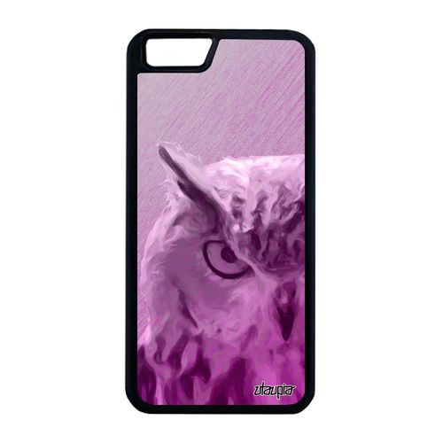 Coque Iphone 6 6s Plus Silicone Hibou Telephone Texture Chouette Rigide Effet Alu Rose Oiseau Design Animal Animaux Dessin De