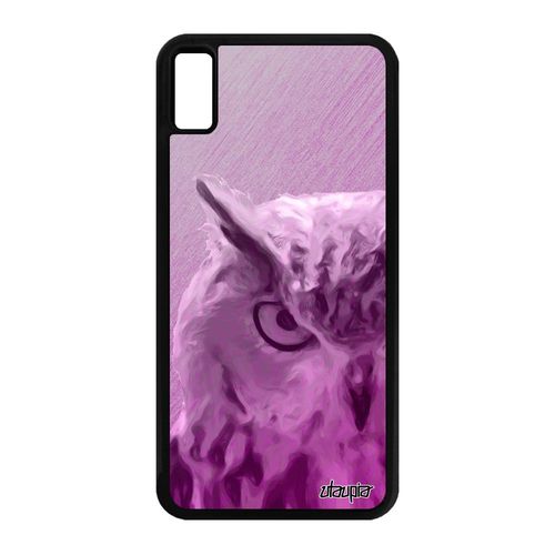 Coque Hibou Pour Iphone Xs Max Silicone Texture Smartphone Case Chouette Animal Etui Effet Design Cover Animaux Oiseau Rose De