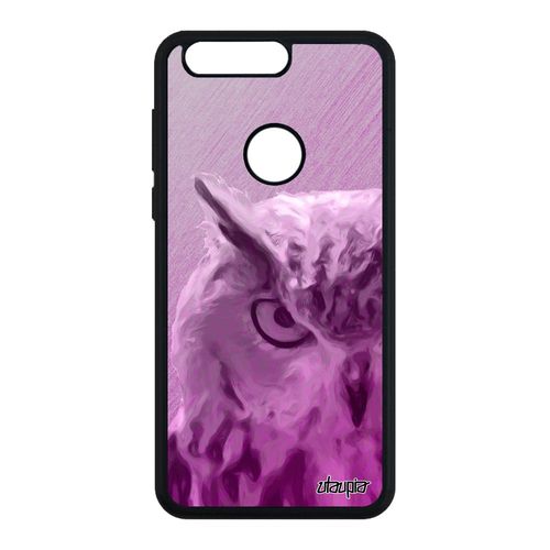 Coque Silicone Honor 8 Hibou Telephone Etui Animaux Effet Animal Design Chouette Rose Texture De Protection 4g Oiseau Made In France