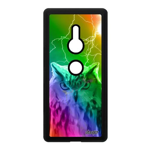 Coque Sony Xperia Xz2 Silicone Hibou Eclair Orage Metal Chouette Design Antichoc Oiseau Housse Mobile Arc En Ciel Telephone Jaune Et