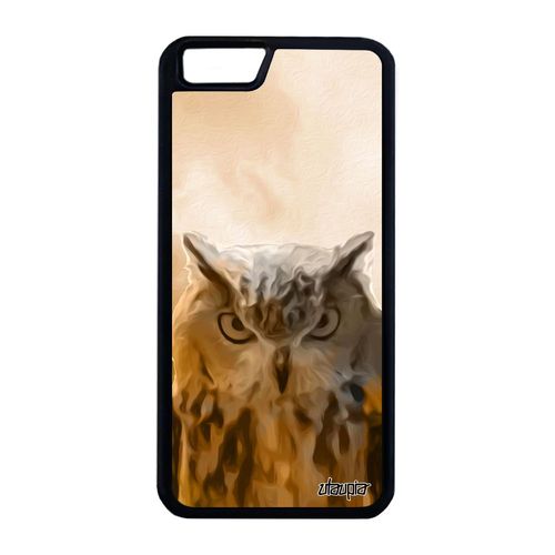 Coque Silicone Hibou Iphone 6 6s Plus Orange Animaux Telephone Chouette Ciel Nuage Rigide Design Animal Housse Made In France