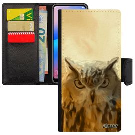 Coque Hibou Telephone Honor 8a À Rabat Porte Cartes Ciel Oiseau Orange Case Rigide De Protection Design Nuage Bumper Chouette Animal