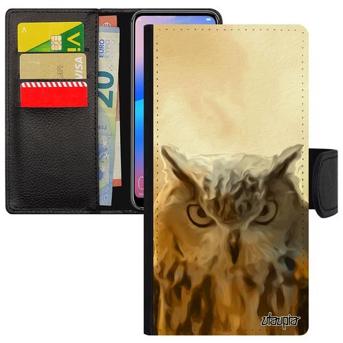 Coque Hibou Rabat Honor 9 En Simili Cuir Porte Cartes Silicone Orange Design Nuage Animal Antichoc Oiseau Chouette Animaux Pas Cher