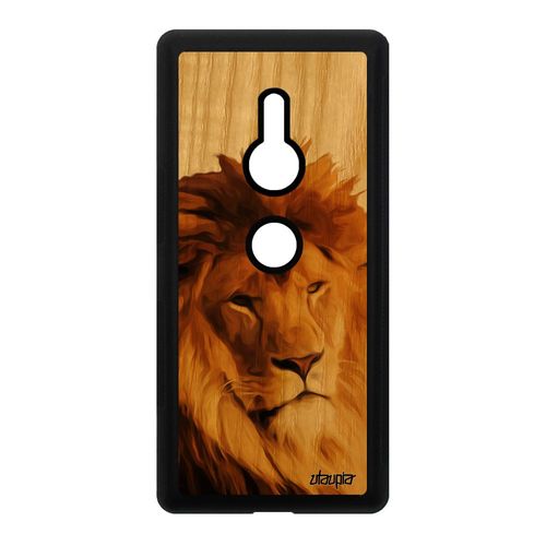 Coque En Bois Antichoc Sony Xperia Xz2 Et Silicone Lion Felin Design Mobile Animal Etui Nature Lionne Beige Animaux Dessin Fauve Roi