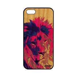 Coque Bois Iphone 5 5s Se Silicone Lion Rose Roi Mobile Lionne Pop Art Street Art Animaux Savane Fauve Felin De Made In France Apple