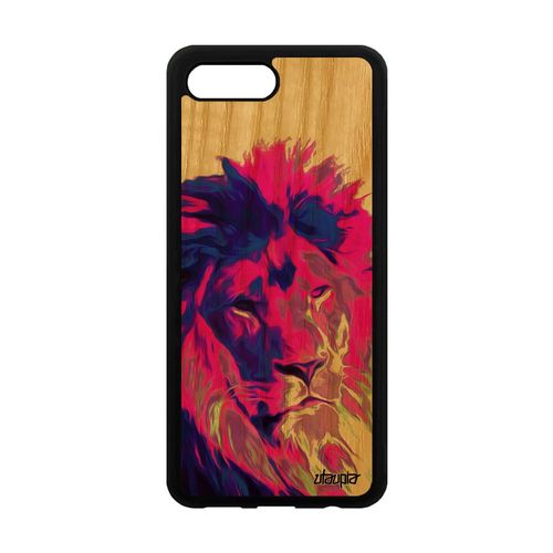 Coque Silicone Honor 10 Bois Lion Peinture Lionne Pochoir Design Fauve Rose Personnalisé Felin Portable Telephone Animaux Pas Cher