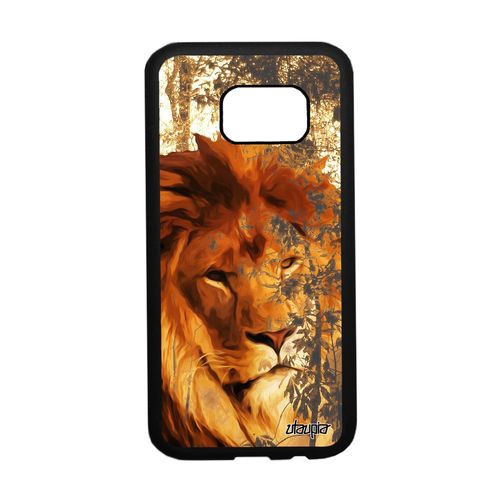 Coque Lion Galaxy S7 Silicone Nature Animaux Savane Felin Lionne Mobile Animal Design Roi Case Housse Metal Orange Original Samsung