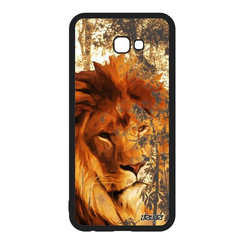 Coque Samsung Galaxy J4 Plus 2018 En Silicone Lion De Protection Case Rigide Nature Savane Fauve Animaux Orange Roi Pas Cher Animal