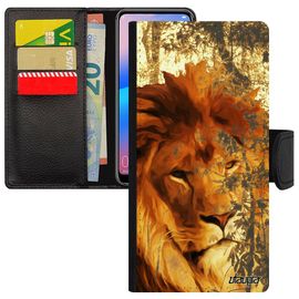 Coque Pour Honor 8a Simili Cuir Rabat Portefeuille Lion Nature Fauve Original Animal Orange Housse Felin Lionne Rigide Design Roi De