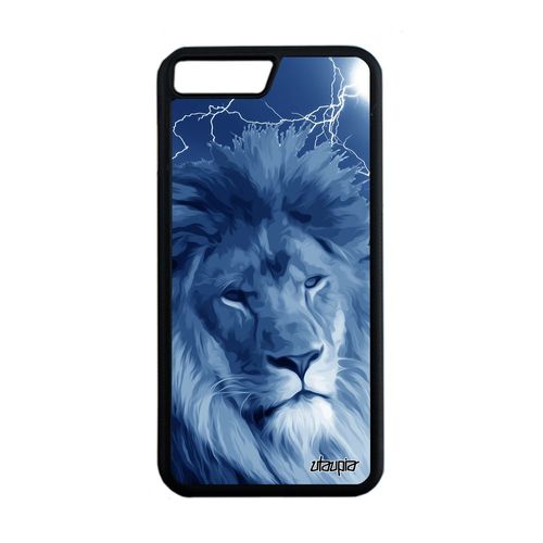 Coque Silicone Pour Iphone 7 Plus Lion Animal Animaux Design Felin 4g Telephone Bleu Antichoc Unique Portable Orage Fauve Roi