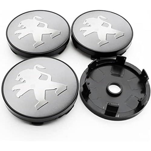 4 Pièces Auto Cache Moyeux Pour Peugeot 206 308 307 207 208 3008 407 508 60mm,Enjoliveurs Capuchons D'enjoliveur Anti Poussière Etanche Pneus Jantes Décoration Accessoires