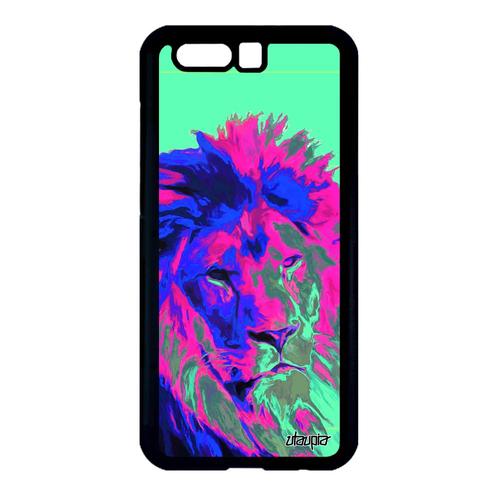 Coque Lion Rigide Pour Honor 9 En Silicone Felin De Protection Roi Animaux Souple Design Violet Animal Peinture Case Made In France