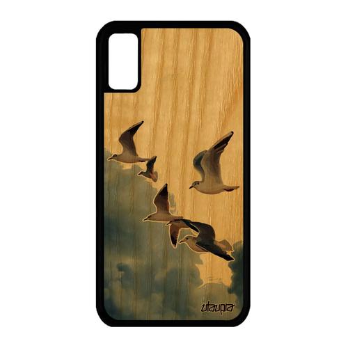 Coque Silicone Iphone X Bois Oiseaux Mouettes Beige Marin 4g Design Etui Nuage Unique Animaux Ciel Nature Animal Mer Case De