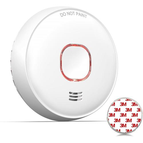 1 Pièce Detecteur de Fumée avec Support Magnétique, Détecteur de Fumée et de Chaleur en Réseau WLAN Changement de Pile Détecteur de Fumée Détecteur d'incendie DIN 14604, 1 Pièce