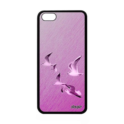 Coque Pour Iphone 5c Silicone Oiseaux Mouettes Texture Animal Smartphone Effet Design Nature Animaux Cover Telephone Rose Mer Apple
