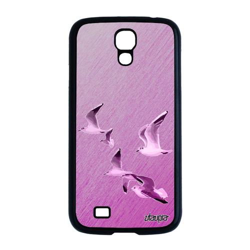 Coque Samsung Galaxy S4 En Silicone Oiseaux Mouettes De Protection Marin Texture Noir Animal Animaux Nature Rose Mer Made In France
